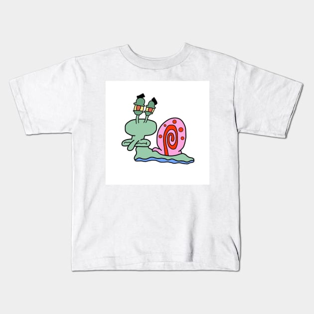 Squidward Snail Kids T-Shirt by mushriah333